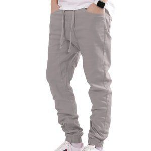 Men's Drawstring Harem Jogger Pants Light Grey